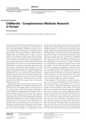 CAMbrella – Complementary Medicine Research in Europe - AAMA