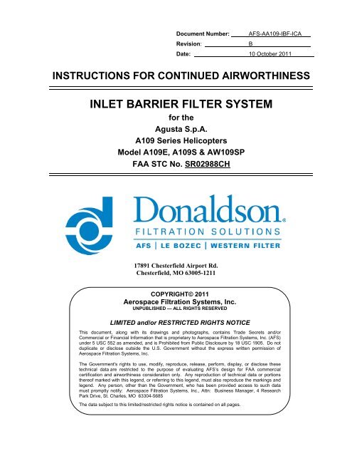 instructions for continued airworthiness inlet barrier filter system