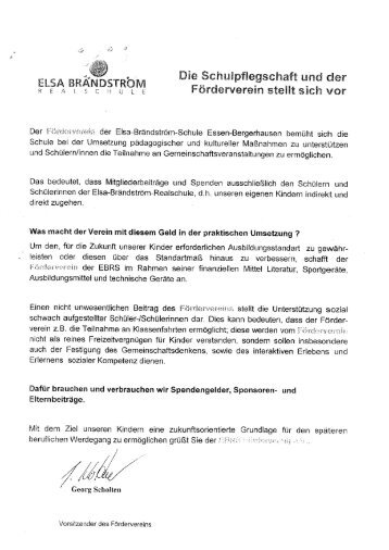 Beitrittserklärung Förderverein - Elsa-Brändström-Realschule Essen