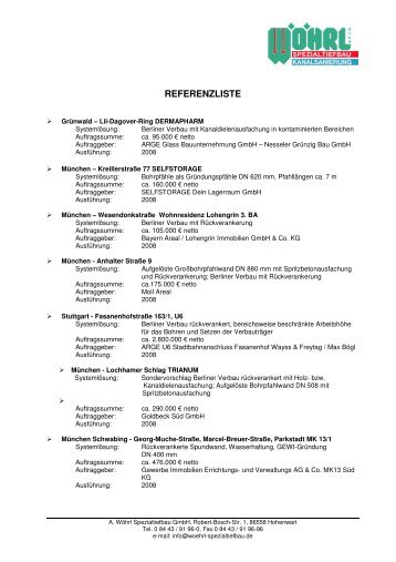 REFERENZLISTE - Wöhrl-Spezialtiefbau GmbH