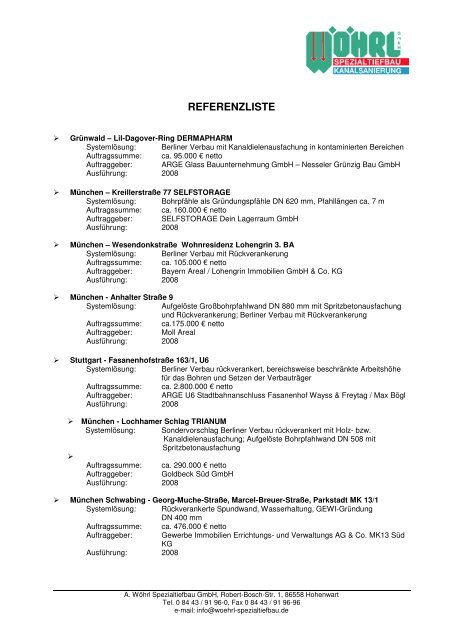 REFERENZLISTE - Wöhrl-Spezialtiefbau GmbH