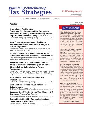 Practical US/International Tax Strategies - Chadbourne & Parke LLP