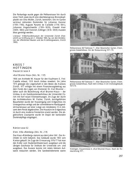 Zürcher Denkmalpflege, 9. Bericht 1977-1978, 1.Teil - Kanton Zürich