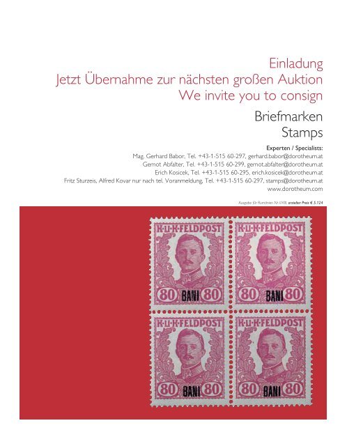 Briefmarken 7079. Auktion - Dorotheum