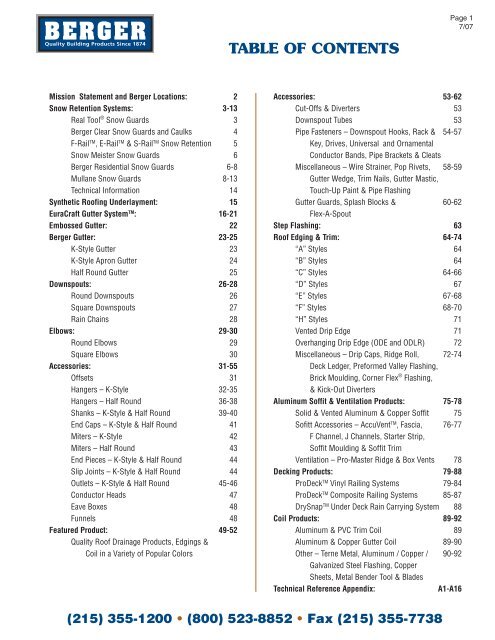 Table Of Contents