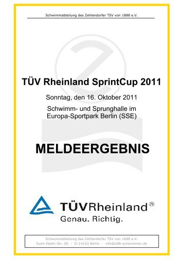 TÜV Rheinland SprintCup 2011 - Schwimm-Club Wiesbaden 1911 eV