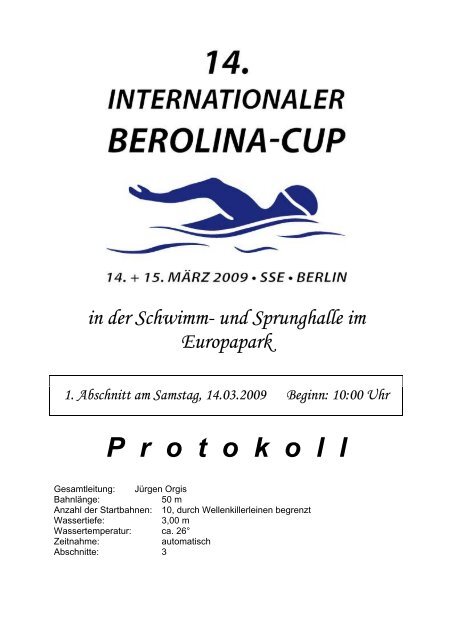 und Sprunghalle im Europapark 1. Abschnitt am ... - Berolina-Cup