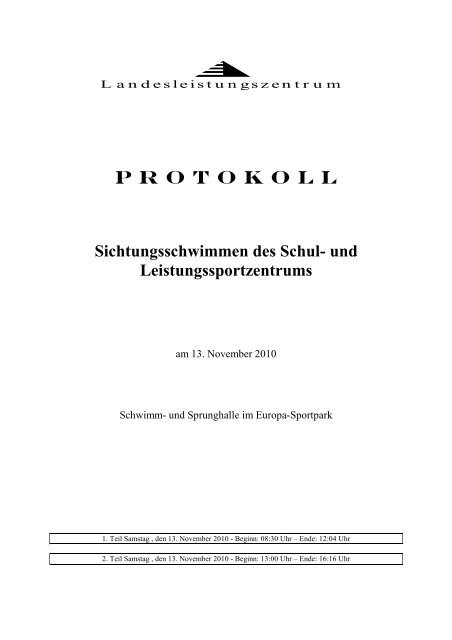 Sichtungsschwimmen des Schul- und Leistungssportzentrums