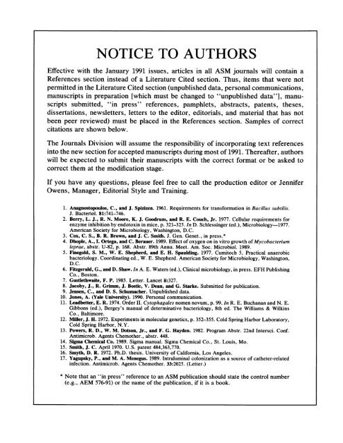 notice to authors - Journal of Bacteriology - American Society for ...
