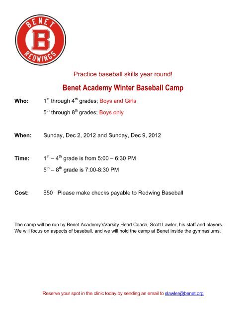 Benet Academy Winter Baseball Camp