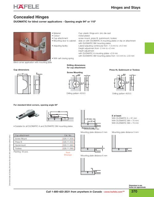 Concealed Hinges