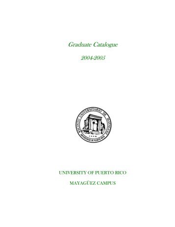 Graduate Catalogue - UPRM