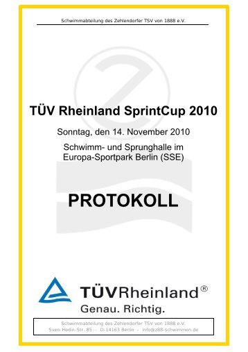 Protokoll 2010 - TÜV Rheinland SPRINTCUP