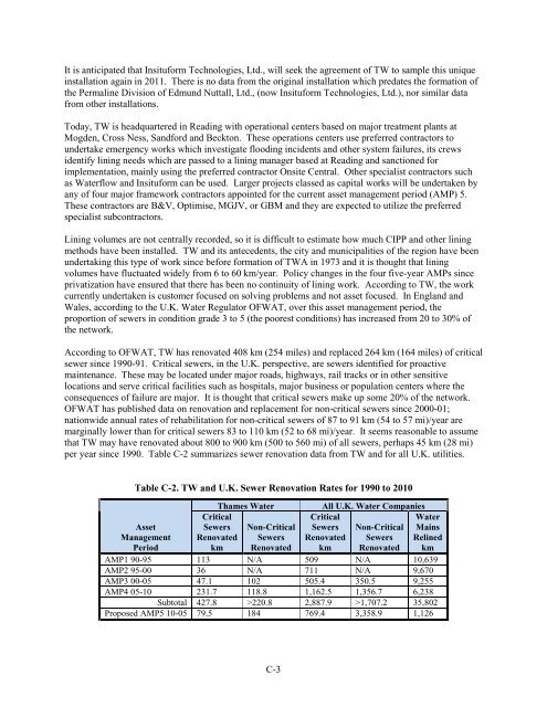 Retrospective Evaluation of Cured-in-Place Pipe - (NEPIS)(EPA ...