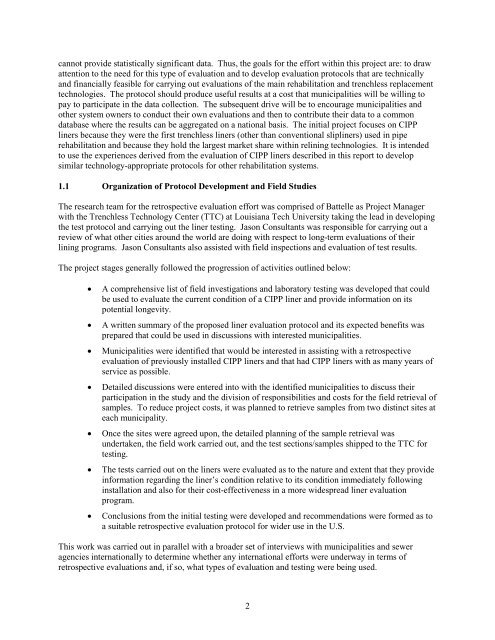 Retrospective Evaluation of Cured-in-Place Pipe - (NEPIS)(EPA ...