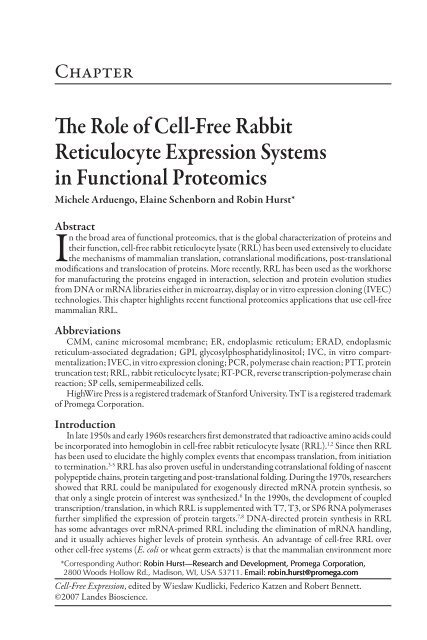 The Role of Cell-Free Rabbit Reticulocyte Expression ... - Promega