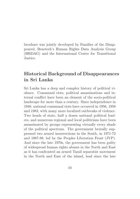 Clarifying the Past and Commemorating Sri Lanka's Disappeared