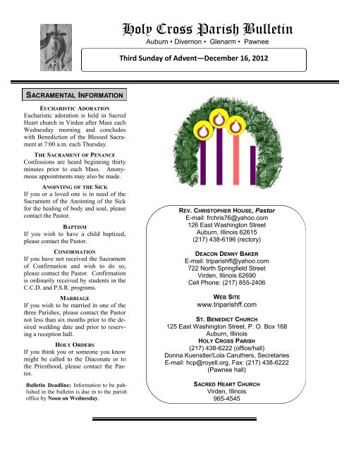 Holy Cross Parish Bulletin - Tri-parish