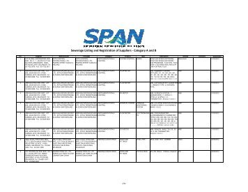 Sewerage Listing and Registration of Suppliers - Category A and B