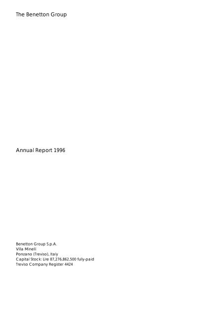 The Benetton Group Annual Report 1996