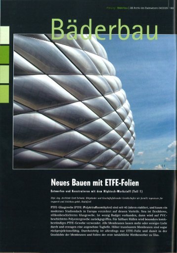 Neues Bauen mit ETFE-Folien - Sattler AG