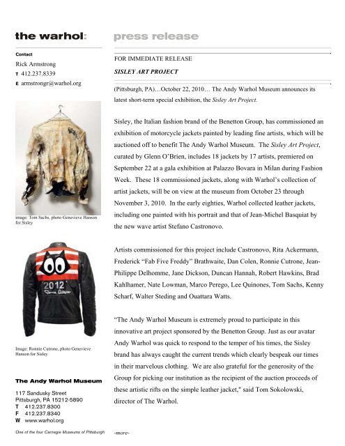 Sisley, the Italian fashion brand of the Benetton - Andy Warhol ...