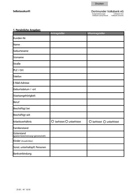 Selbstauskunft - Dortmunder Volksbank eG