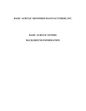 basic acrylic monomers association (bamm) - The Dow Chemical ...
