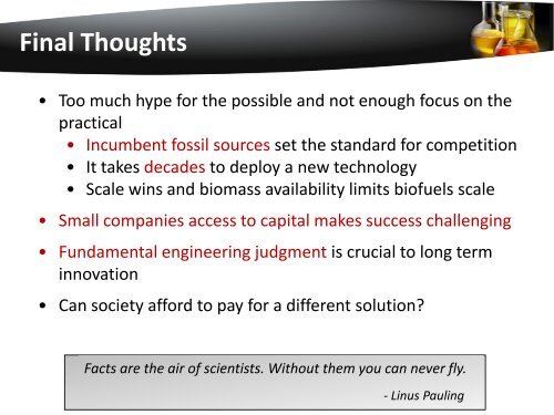 The Future of Fuels and Alternative Feedstocks - The Dow Chemical ...