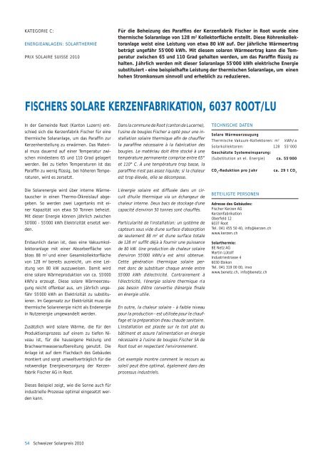 fischers solare kerzenfabrikation, 6037 root/lu - Solar Agentur Schweiz