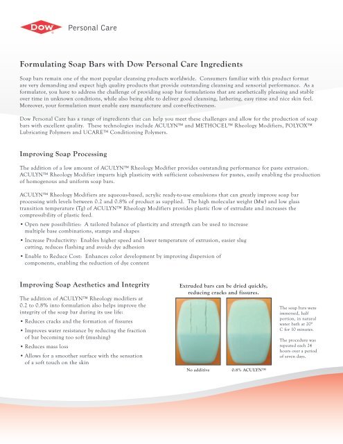 Formulating Soap Bars with Dow Personal Care Ingredients