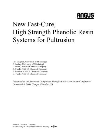 New Fast-Cure, High Strength Phenolic Resin Systems for Pultrusion