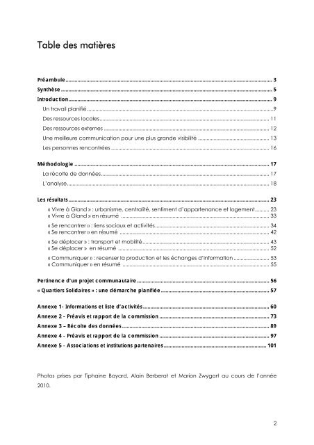 Diagnostic communautaire - Gland