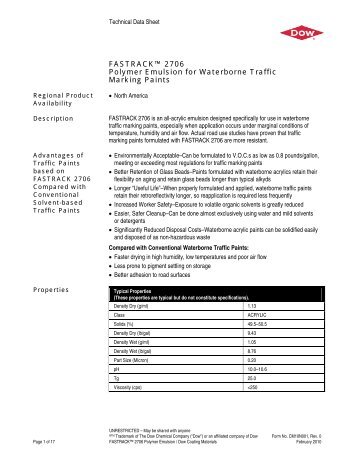 FASTRACK 2706 Polymer Emulsion for Waterborne Traffic