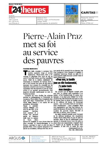 24H - Pierre-Alain Praz met sa foi au - Caritas Vaud