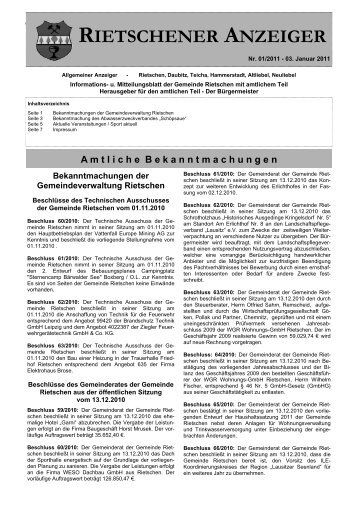 RIETSCHENER ANZEIGER - Gemeinde Rietschen