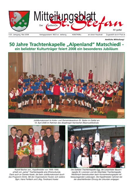 50 Jahre Trachtenkapelle „Alpenland“ Matschiedl - Gemeinde St ...