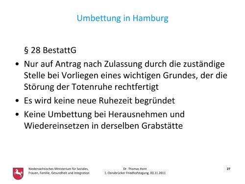 Umbettung von Urnen - Landkreis Osnabrück