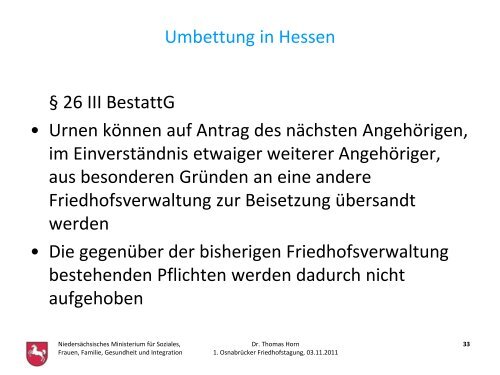 Umbettung von Urnen - Landkreis Osnabrück