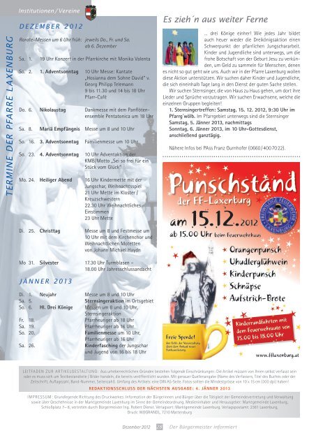 Der Bürgermeister informiert, Folge 6, Dezember 2012 - in Laxenburg