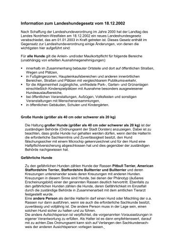 Kurze Information zum Landeshundegesetz vom 18 - Stadt Dorsten