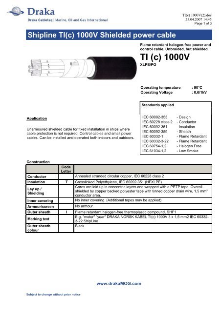 TI(c) 1000V - Draka norsk kabel