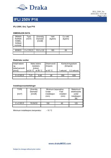 IFLI 250V P16 - Draka norsk kabel