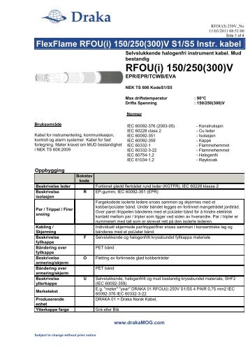 RFOU(i) 150/250(300)V - Draka norsk kabel