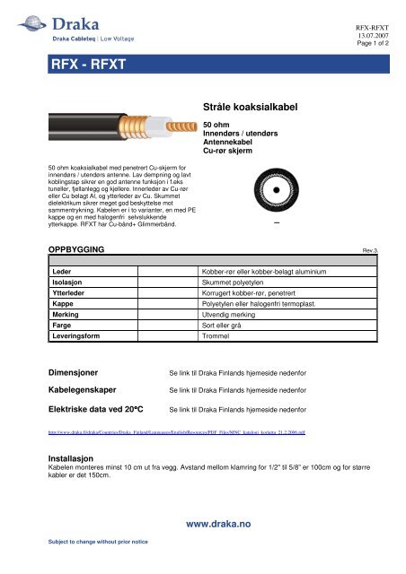 RFX - RFXT - Draka norsk kabel