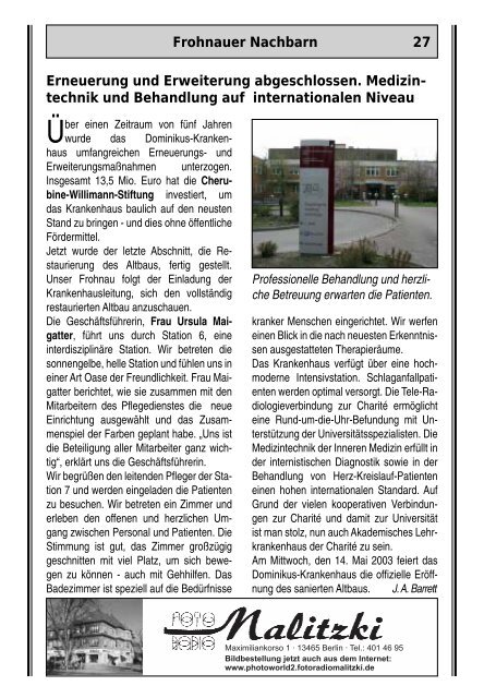 1 Aus dem Inhalt: Ökumenischer Kirchentag: Betten gesucht Roland ...