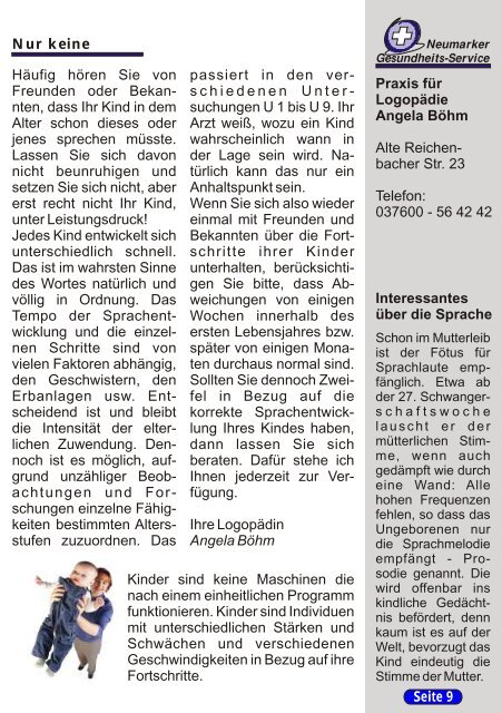 Nur Keine Seite 9 Praxis Fur Logopadie Angela Bohm Alte Reichen