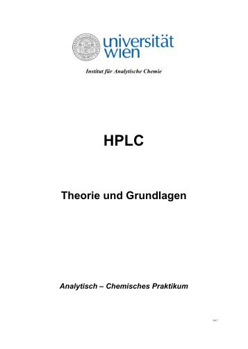 HPLC Theorie und Grundlagen Analytisch – Chemisches Praktikum