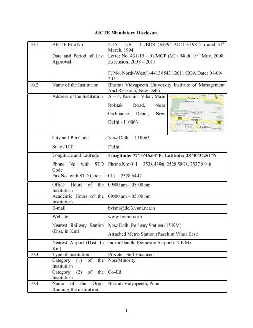 AICTE Mandatory Disclosure - Bharati Vidyapeeth