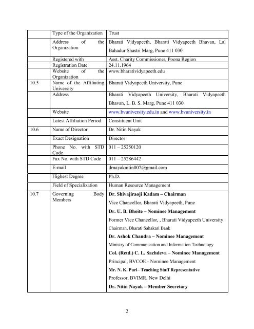 AICTE Mandatory Disclosure - Bharati Vidyapeeth